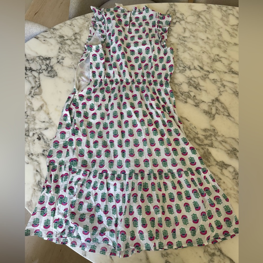 NWT J.Crew Sz 6 Mini Dress Ruffle Sleeves, White Vivid Pink Floral Sundress Flaw - Picture 5 of 9